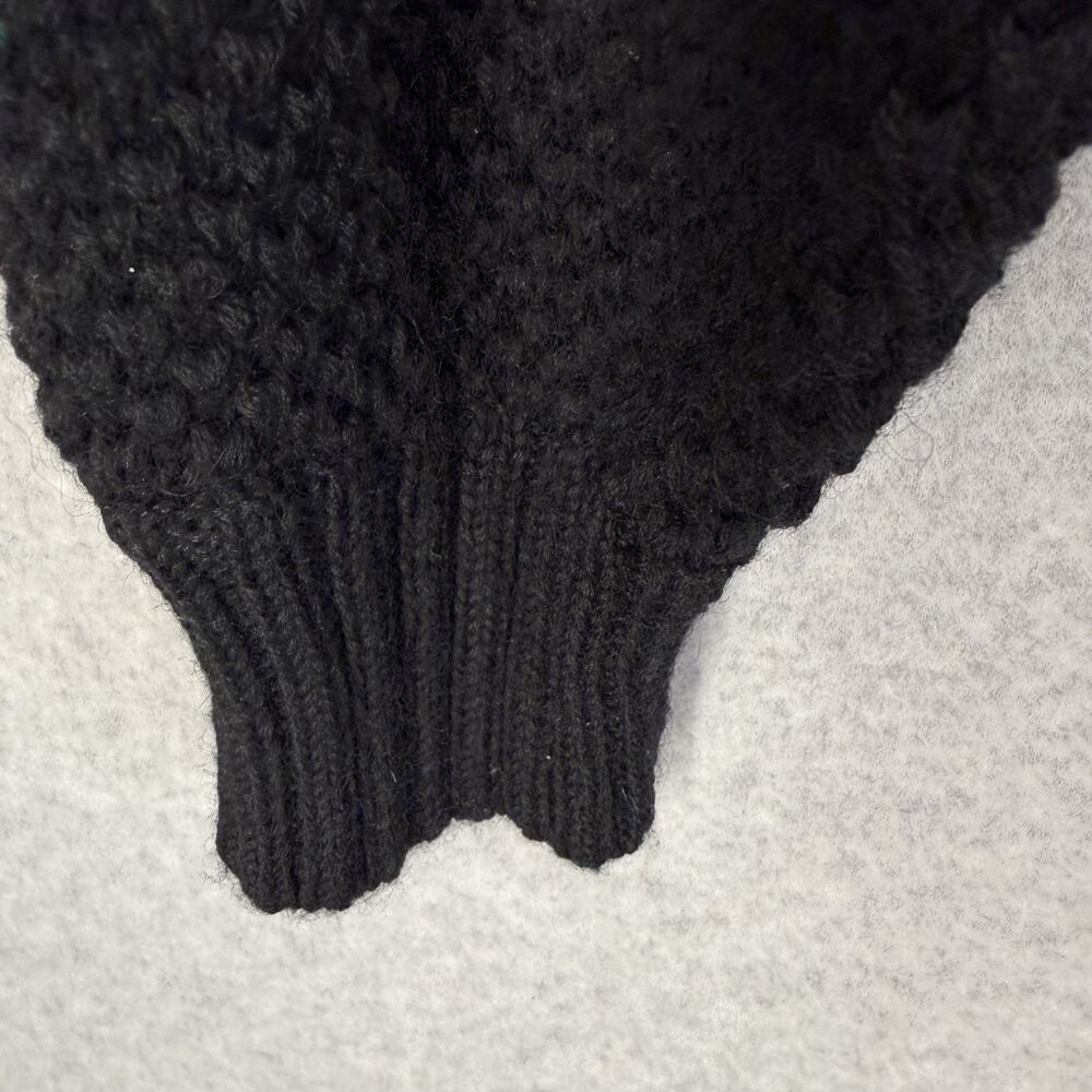 Alphorn Cardigan Womens 46 Black Wool Embroidered Floral Heart Vtg - Picture 7 of 13